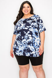 57 PSS-D {Pure Ambition} Navy Blue Tie Dye Top EXTENDED PLUS SIZE 4X 5X 6X