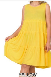 47 SV-B {Full Of Dreams} Yellow Tiered Dress PLUS SIZE 1X 2X 3X