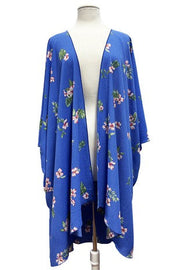 26 OT {Time To Bloom} Blue Floral Kimono EXTENDED PLUS SIZE 3X 4X 5X