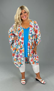 22 OT {For All My Ladies} Ivory Yellow Pink Floral Kimono EXTENDED PLUS SIZE 3X 4X 5X