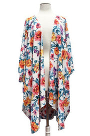 22 OT {For All My Ladies} Ivory Yellow Pink Floral Kimono EXTENDED PLUS SIZE 3X 4X 5X