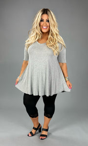 31 SSS-X {Keep It Comfy} Heather Grey V-Neck Top EXTENDED PLUS SIZE 3X 4X 5X