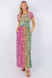 LD-T {Dramatic Pose} Multi-Color Leopard Print Maxi Dress PLUS SIZE 1X 2X 3X