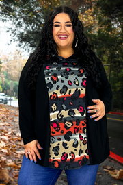 59 OR 32 HD-A {Admiration} Black/Gray Animal Print Hoodie SALE!!! CURVY BRAND!! EXTENDED PLUS SIZE 4X 5X 6X