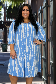 63 PSS-L {Afternoon Stroll} SKY BLUE Bamboo Print Dress EXTENDED PLUS SIZE 3X 4X 5X  SALE!!!!