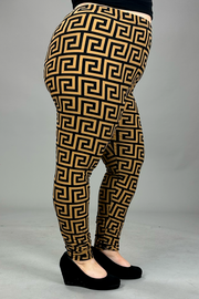LEG-30 {Clear To Move On} Mocha Meander Print Leggings EXTENDED PLUS SIZE 3X/5X