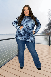 63 OR 32 PLS-C {Navy Know How}  SALE!! Navy Tie Dye Ribbed Top EXTENDED PLUS SIZE 3X 4X 5X
