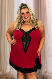 29 OR 99 SV-F {Perfectly Perfect} Red/Black Lace Trim Lingerie CURVY BRAND!!EXTENDED PLUS SIZE 1X 2X 3X 4X 5X 6X