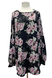 20 PLS-Z {Keep The Bloom Alive} Black Floral Top EXTENDED PLUS SIZE 3X 4X 5X
