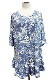 88 PSS {All The Right Things} Denim Blue Tie Dye Star Print Top EXTENDED PLUS SIZE 4X 5X 6X
