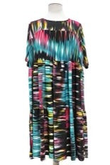 29 or 80 PSS {No Two Alike} Black/Teal Print Tiered Dress EXTENDED PLUS SIZE 1X 2X 3X 4X 5X