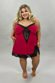29 OR 99 SV-F {Perfectly Perfect} Red/Black Lace Trim Lingerie CURVY BRAND!!EXTENDED PLUS SIZE 1X 2X 3X 4X 5X 6X