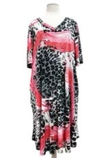 29 PSS {Wild And Fierce} Grey/Pink Leopard Dress EXTENDED PLUS SIZE 3X 4X 5X
