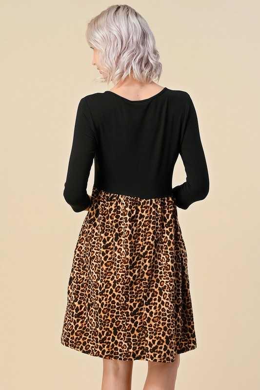 82 CP-B {The Dramatic} Black/Leopard Print Dress SALE!!!  PLUS SIZE 1X 2X 3X