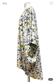52 OT-B {Sweet As Ever} Ivory/Lavender Floral Kimono EXTENDED PLUS SIZE 3X 4X 5X