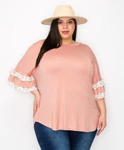31 CP-M {Fashion Lives On} Blush Tunic w/Leopard Contrast EXTENDED PLUS SIZE 3X 4X 5X