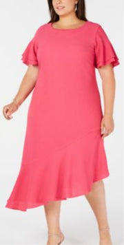 LD-D  M-109 {Alfani} Pink Ruffled Dress Retail €109.50 EXTENDED PLUS SIZE 16W 18W 28W
