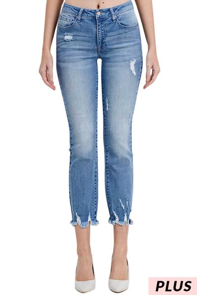 LEG-   {Tricot} Med. Mid-Rise Crop Boot Jeans PLUS SIZE 1X 2X 3X