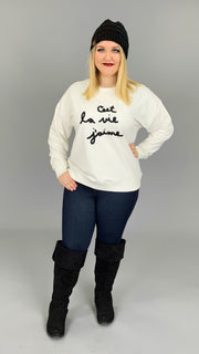 GT-L {That Is The Life I Love} Ivory Sweatshirt Black Stitching SALE!!!