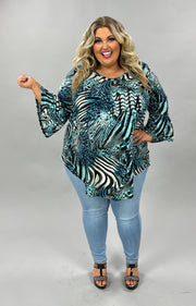 63 OR 29 PQ-B {A Shade of Blue} SALE!! Blue Animal Print Top EXTENDED PLUS SIZE 4X 5X 6X