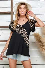 69 PSS {From Down South} Black Leopard V-Neck Top PLUS SIZE 1X 2X 3X