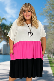 18 CP-C {For The Diva In You} Black/Fuchsia Color Block Dress CURVY BRAND!!! EXTENDED PLUS SIZE 4X 5X 6X