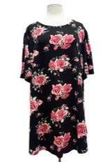 27 PSS-G {Floral Memories} Black Floral Short Sleeve Top EXTENDED PLUS SIZE 3X 4X 5X