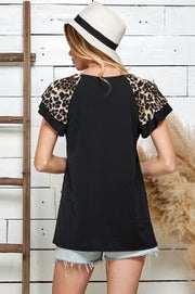 69 PSS {From Down South} Black Leopard V-Neck Top PLUS SIZE 1X 2X 3X