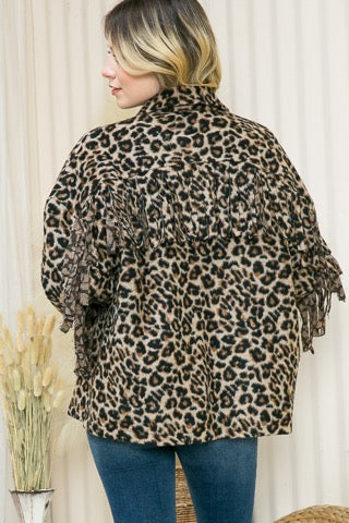 27 OT-B {Luxury Meets Wild} Leopard Print Jacket w/Fringe SALE!!!  PLUS SIZE 1X/2X  2X/3X