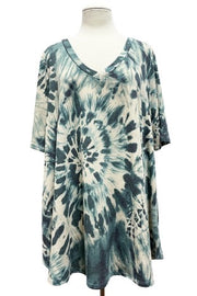12 PSS-E {Discover A New You} Jade Tie Dye V-Neck Top EXTENDED PLUS SIZE 1X 2X 3X 4X 5X