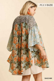 16 OT-I {Out Of Line} Umgee SALE!! Sage Multi-Print Kimono PLUS SIZE XL 1X 2X