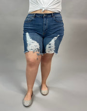 LEG-O OR BT-A {Yes To Distress} High Rise Distressed Shorts PLUS SIZE 1X 2X 3X SALE!!!