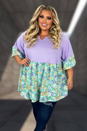 67 CP {My Curvy Desire} Purple Ribbed Mint Floral Tunic CURVY BRAND!!!  EXTENDED PLUS SIZE 4X 5X 6X