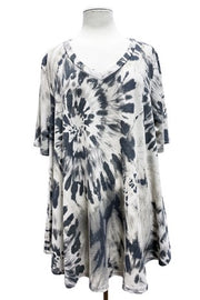11 PSS-B {Discover A New You} Charcoal Tie Dye V-Neck Top EXTENDED PLUS SIZE 3X 4X 5X