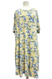 25 PSS-M {Eyes On The Prize} Yellow Floral Dress w/Pockets EXTENDED PLUS SIZE 4X 5X 6X SALE!!