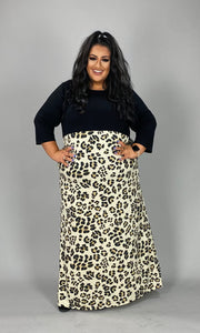 LD-P {In Your Sights} Black/Taupe Leopard Print Maxi Dress EXTENDED PLUS SIZE 3X 4X 5X