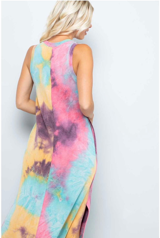 LD-A {My Rainbow}  Tie Dye V-Neck Maxi Dress PLUS SIZE 1X 2X 3X   SALE!!!!