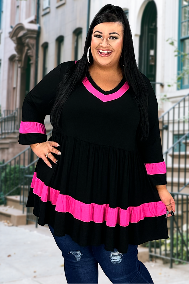 70 CP-A {Girl On The Block} Black Tiered Babydoll Tunic CURVY BRAND!!! EXTENDED PLUS SIZE XL 2X 3X 4X 5X 6X