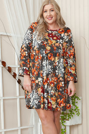 47 PQ-X {Cheerful Smile} Multi-Color Floral Babydoll Dress EXTENDED PLUS SIZE 3X 4X 5X