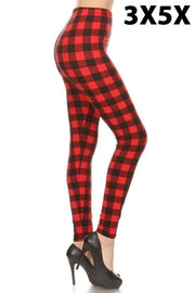Bin 99  {Plaid About You} Red/Black Plaid Leggings EXTENDED PLUS SIZE 3X/5X