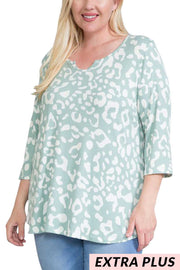 63 PQ-A {You Remind Me Of Something} SALE!! Sage Leopard Top EXTENDED PLUS SIZE 4X 5X 6X