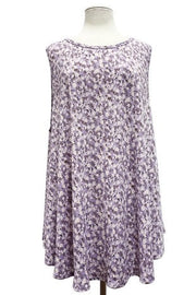 37 SV-U {Never Forgotten} Lilac Floral Sleeveless Top EXTENDED PLUS SIZE 3X 4X 5X
